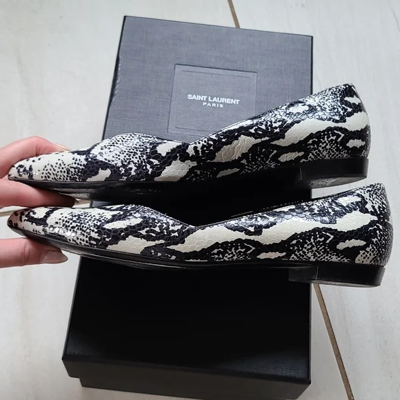 YSL Saint Laurent Flats Python Embossed Leather [size 37]